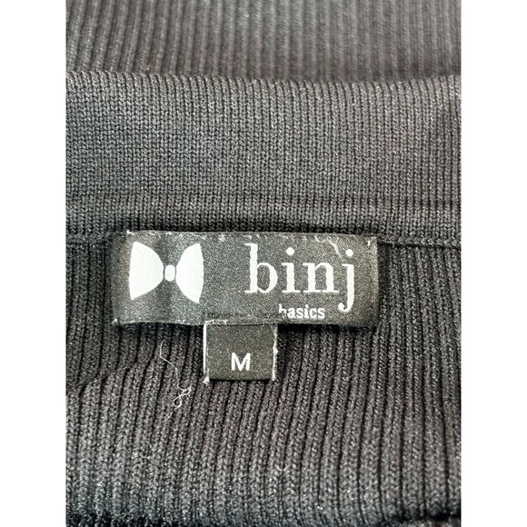 Ribbed Long Sleeve Polo Neck Sweater By Binj Basics M Viscose & Nylon Black - Picture 4 of 9